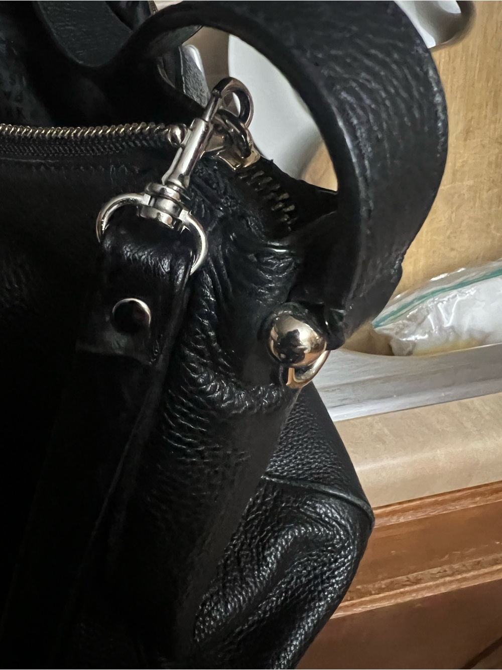 KATE SPADE | BLACK PEBBLED TEXTURED LEATHER HOBO SHOULDER BAG PURSE - Picture 10 of 13